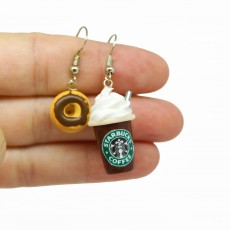 Starbucks Frappuccino & Donut Küpe